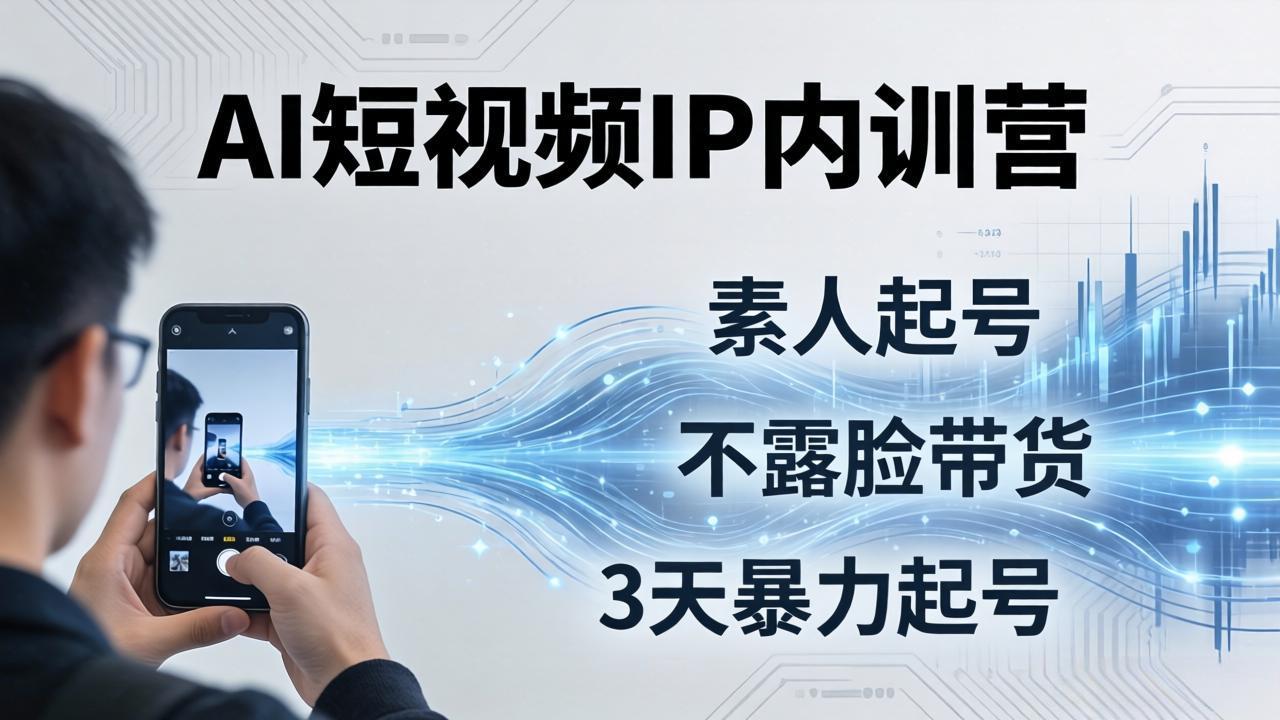 2026AI短视频IP内训营：从素人起号到不露脸带货，3天暴力起号全流程拆解-项目资源网
