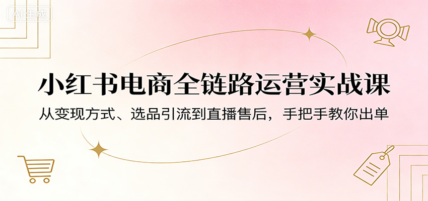 小红书电商全链路运营实战课：从变现方式、选品引流到直播售后，手把手教你出单-项目资源网