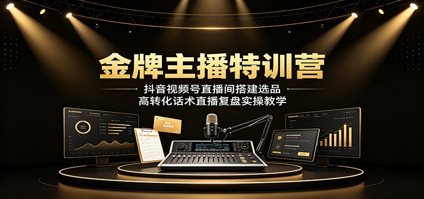 金牌主播特训营：抖音视频号直播间搭建选品，高转化话术直播复盘实操教学-项目资源网
