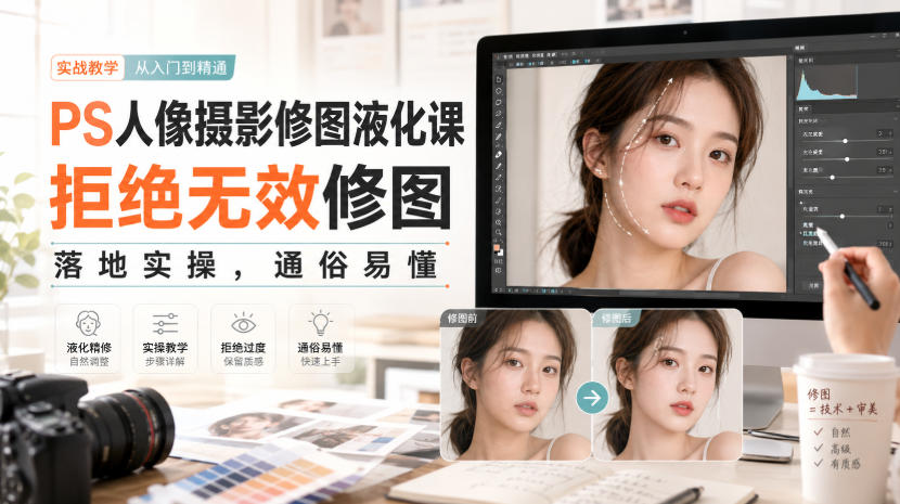 PS人像摄影修图液化课，拒绝无效修图，落地实操，通俗易懂-项目资源网