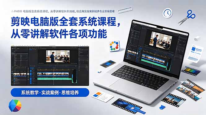 剪映电脑版全套系统课程，从零讲解软件各项功能，结合海量实战案例培养专业剪辑思维-项目资源网