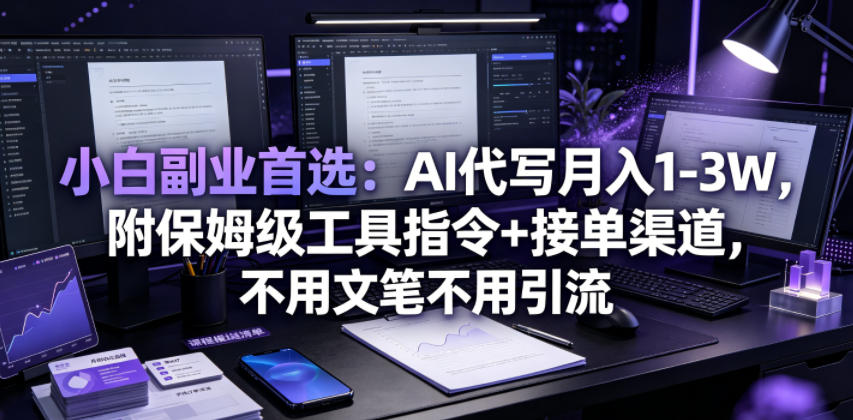 小白副业首选:AI代写月入1-3W,附保姆级工具指令+接单渠道,不用文笔不用引流【揭秘】