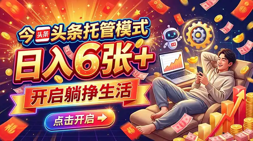 今日头条AI托管模式,每天5分钟,最高月入5000+,操作超简单,零门槛-项目资源网
