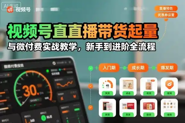 视频号直播带货起量与微付费实战教学，新手到进阶全流程(更新26年10月)-项目资源网