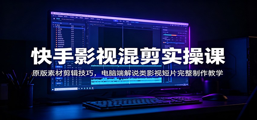 快手影视混剪实操课：原版素材剪辑技巧，电脑端解说类影视短片完整制作教学-项目资源网