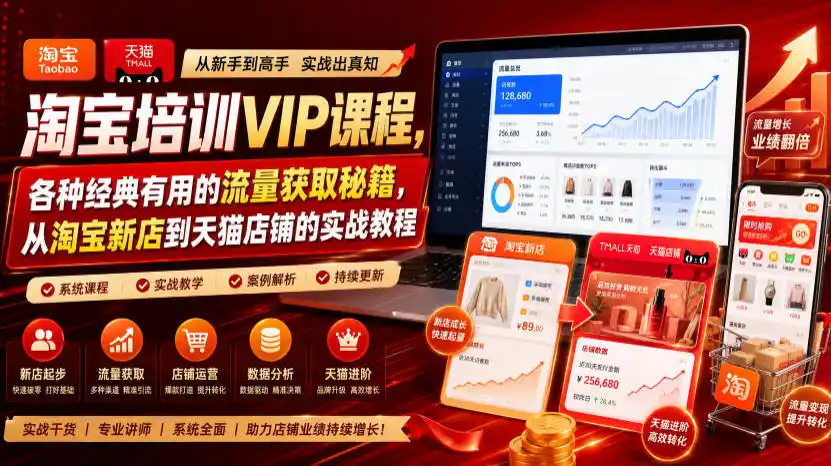 淘宝培训VIP课程，各种经典有用的流量获取秘籍，从淘宝新店到天猫店铺的实战教程(更新10月15日)-项目资源网