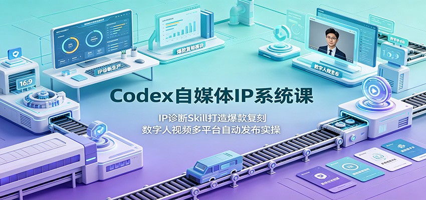 Codex自媒体IP系统课：IP诊断Skill打造爆款复刻，数字人视频多平台自动发布实操-项目资源网