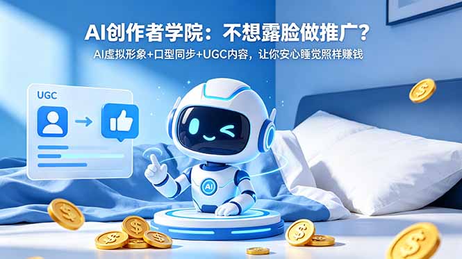 AI创作者学院：不想露脸做推广？AI虚拟形象+口型同步+UGC内容，让你安心睡觉照样赚钱-项目资源网