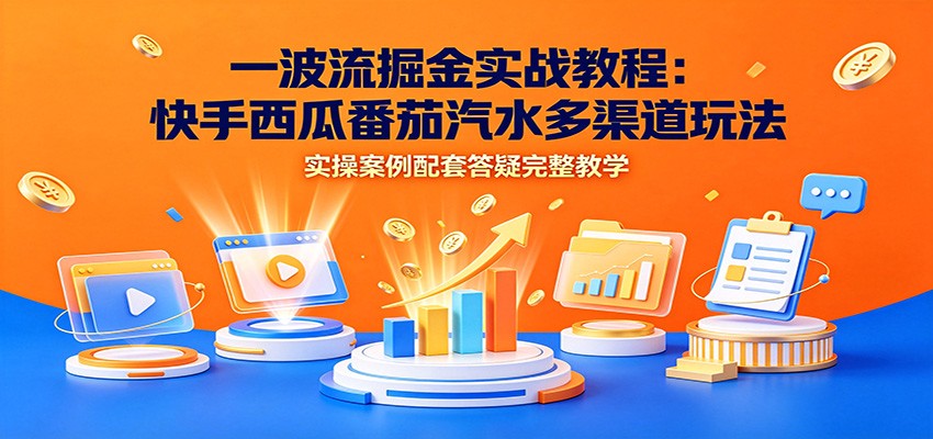 一波流掘金实战教程：快手西瓜番茄汽水多渠道玩法，实操案例配套答疑完整教学-项目资源网