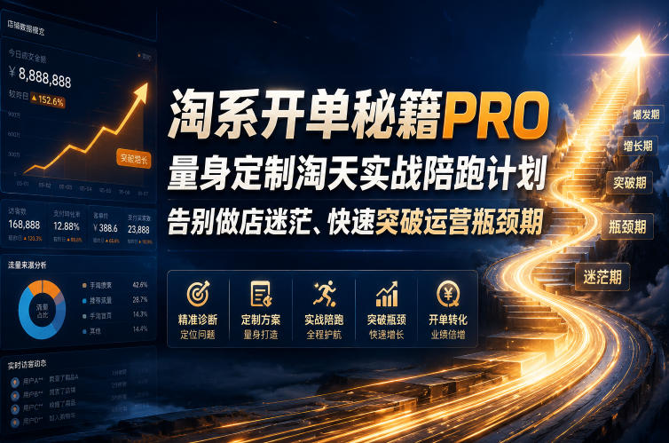 淘系开单秘籍PRO，量身定制淘天实战陪跑计划，告别做店迷茫、快速突破运营瓶颈期(2026年6月22日)-项目资源网