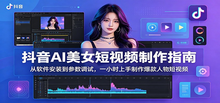 抖音AI美女短视频制作指南：从软件安装到参数调试，一小时上手制作爆款人物短视频-项目资源网