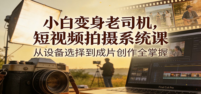 小白变身老司机,短视频拍摄系统课,从设备选择到成片创作全掌握-项目资源网