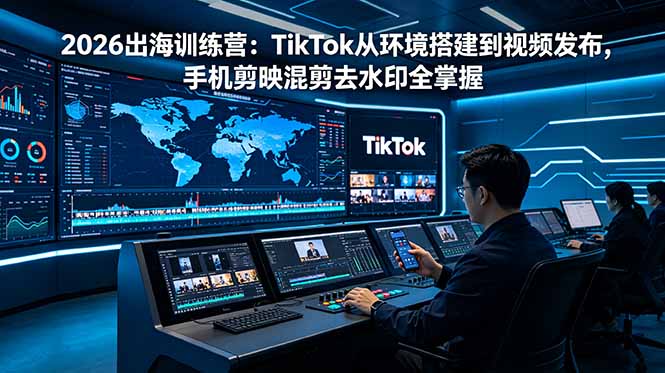 2026出海训练营：TikTok从环境搭建到视频发布，手机剪映混剪去水印全掌握-项目资源网