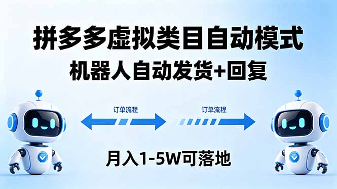 多多虚拟类目自动模式,机器人自动发货 + 回复,月入 1-5W 可落地-项目资源网