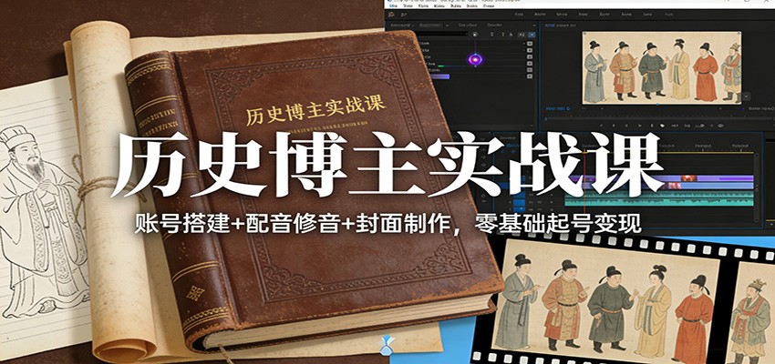 历史博主实战课：账号搭建+配音修音+封面制作，零基础起号变现-项目资源网
