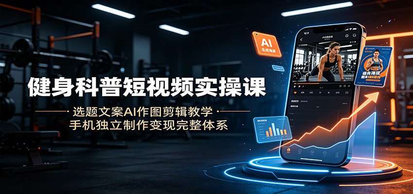 健身科普短视频实操课：选题文案AI作图剪辑教学，手机独立制作变现完整体系-项目资源网