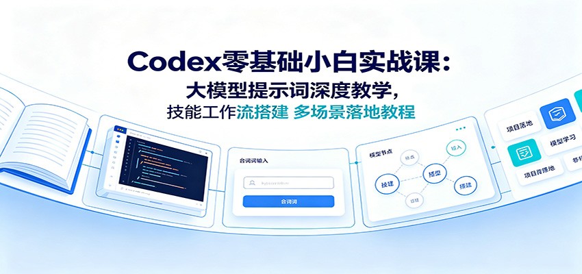 Codex零基础小白实战课：大模型提示词深度教学，技能工作流搭建多场景落地教程-项目资源网