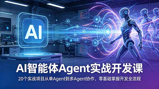 AI智能体Agent实战开发课：20个实战项目从单Agent到多Agent协作，零基础掌握开发全流程-项目资源网