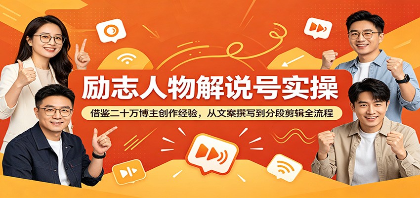 励志人物解说号实操：借鉴二十万博主创作经验，从文案撰写到分段剪辑全流程-项目资源网