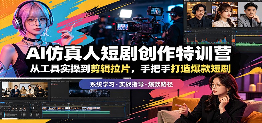 AI仿真人短剧创作特训营：从工具实操到剪辑拉片，手把手打造爆款短剧-项目资源网
