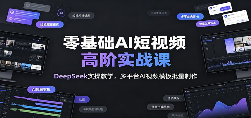 零基础AI短视频高阶实战课：DeepSeek实操教学，多平台AI视频模板批量制作-项目资源网