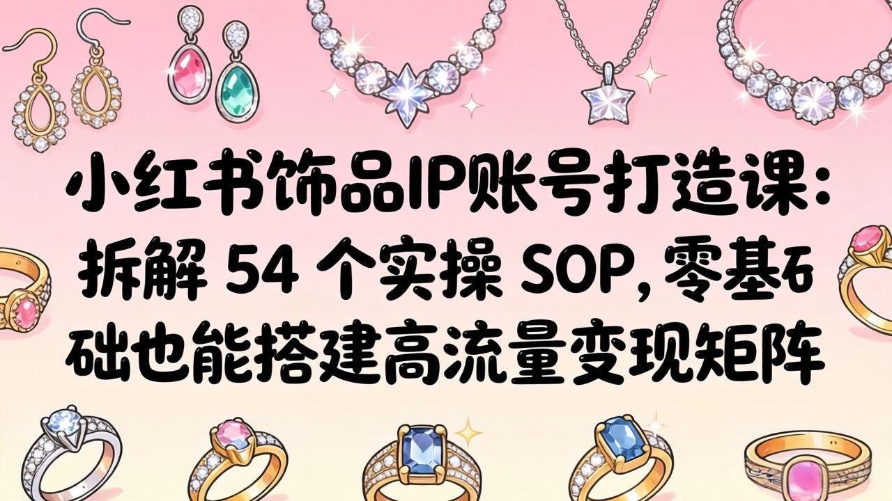 小红书饰品IP账号打造课：拆解 54 个实操 SOP，零基础也能搭建高流量变现矩阵-项目资源网