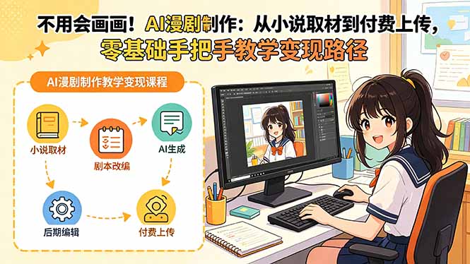 不用会画画!AI漫剧制作:从小说取材到付费上传,零基础手把手教学变现路径-项目资源网