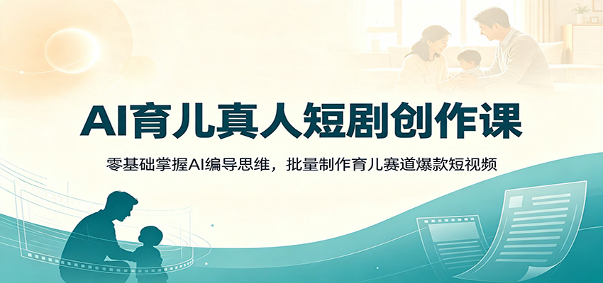 AI育儿真人短剧创作课：零基础掌握AI编导思维，批量制作育儿赛道爆款短视频-项目资源网