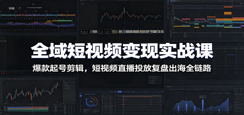 全域短视频变现实战课：爆款起号剪辑，短视频直播投放复盘出海全链路-项目资源网