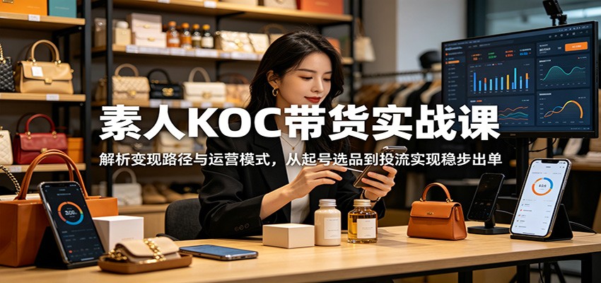 素人KOC带货实战课：解析变现路径与运营模式，从起号选品到投流实现稳步出单-项目资源网