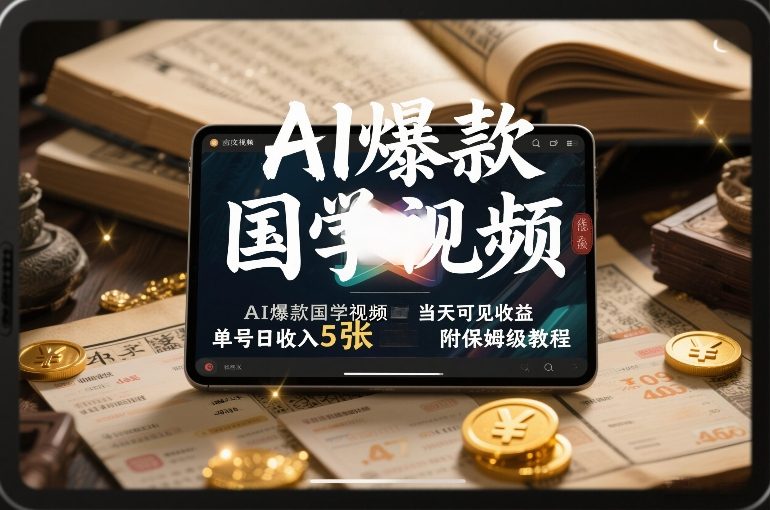 AI爆款国学视频，独家起号方法，小白直接上手，当天可见收益，单号日收入5张+附保姆级教程-项目资源网