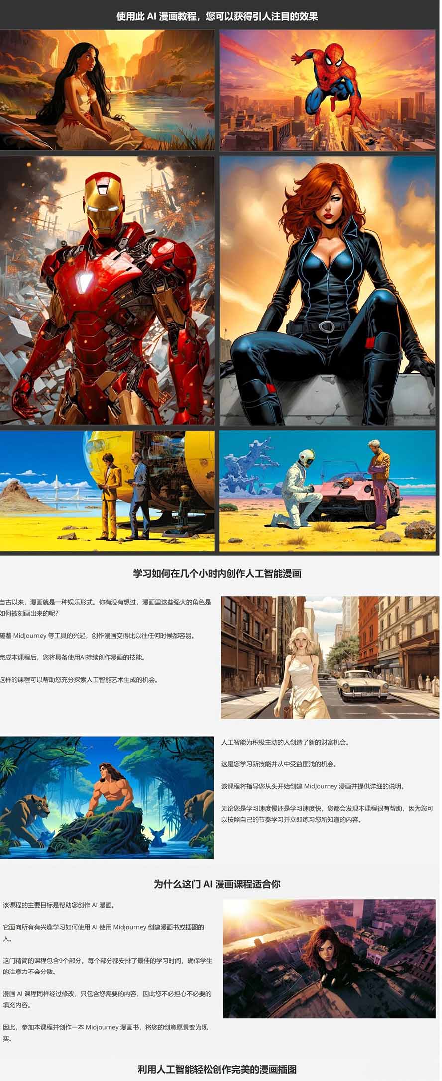 Midjourney AI漫画创作课，脚本构思、人物设计、排版合成，零基础创作完整漫画或系列插画-项目资源网