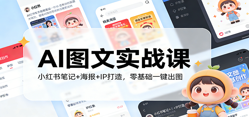 AI图文实战课：小红书笔记+海报+IP打造，零基础一键出图-项目资源网
