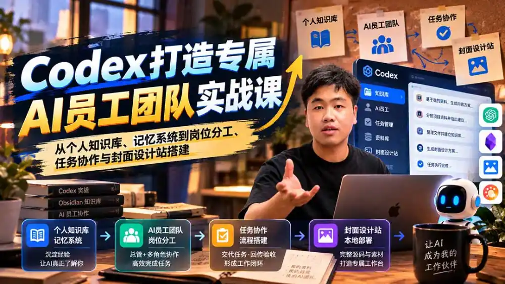 【无水印】Codex打造专属AI员工团队实战课：从个人知识库、记忆系统到岗位分工、任务协作与封面设计站搭建-项目资源网