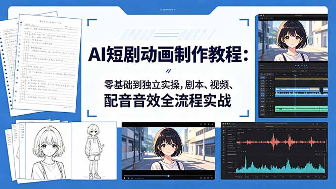 AI短剧动画制作教程:零基础到独立实操,剧本、视频、配音音效全流程实战-项目资源网