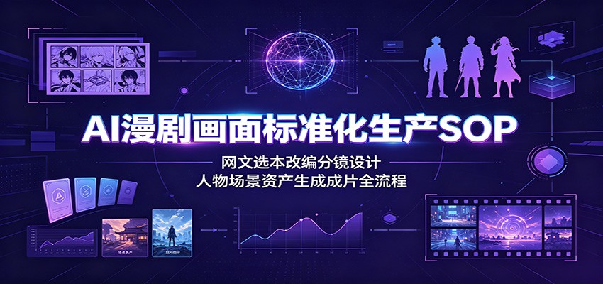 AI漫剧画面标准化生产SOP：网文选本改编分镜设计，人物场景资产生成成片全流程-项目资源网