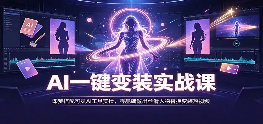 AI一键变装实战课：即梦搭配可灵AI工具实操，零基础做出丝滑人物替换变装短视频-项目资源网