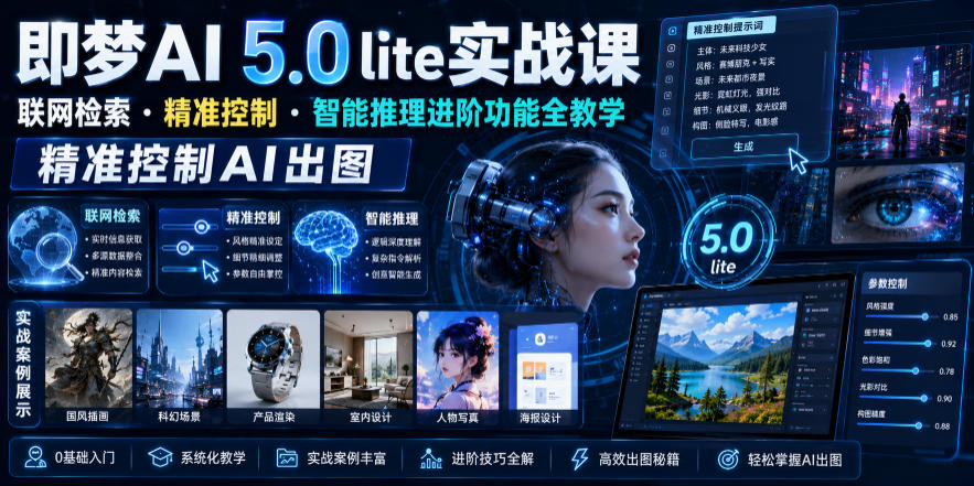 即梦AI 5.0 lite实战课，联网检索・精准控制・智能推理进阶功能全教学，精准控制AI出图-项目资源网