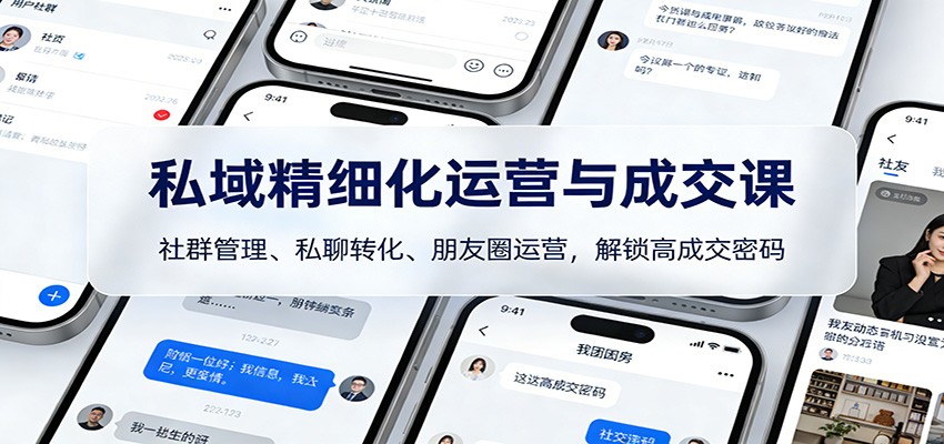 私域精细化运营与成交课：社群管理、私聊转化、朋友圈运营，解锁高成交密码-项目资源网