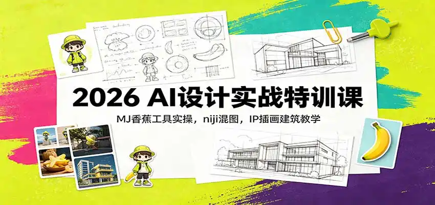 2026 AI设计实战特训课：MJ香蕉工具实操，niji混图，IP插画建筑教学-项目资源网