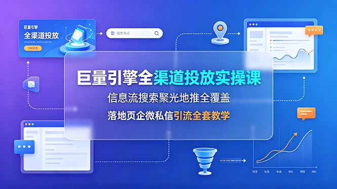 巨量引擎全渠道投放实操课，信息流搜索聚光地推全覆盖，落地页企微私信引流全套教学-项目资源网