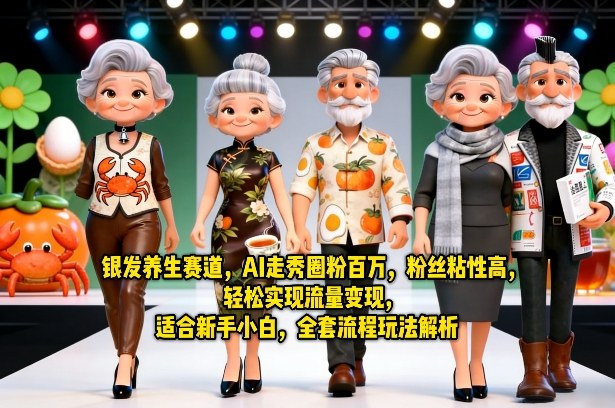 银发养生赛道，AI走秀圈粉百万，粉丝粘性高，轻松实现流量变现，适合新手小白，全套流程玩法解析-项目资源网