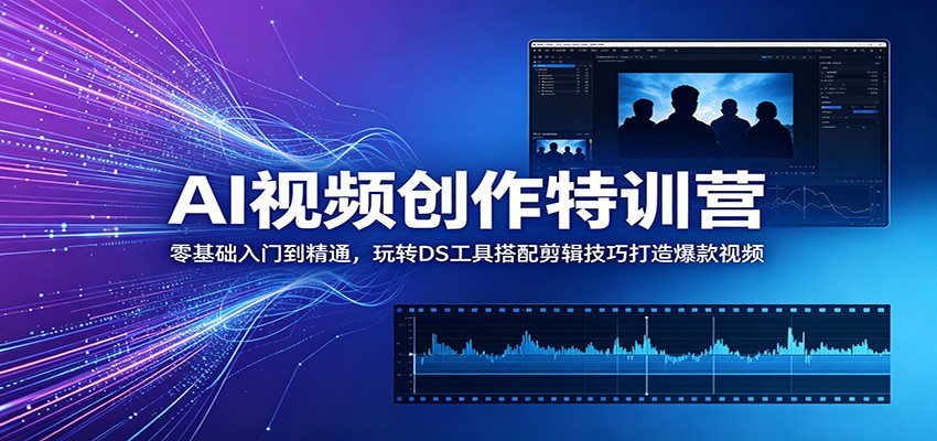 AI视频创作特训营：零基础入门到精通，玩转DS工具搭配剪辑技巧打造爆款视频-项目资源网