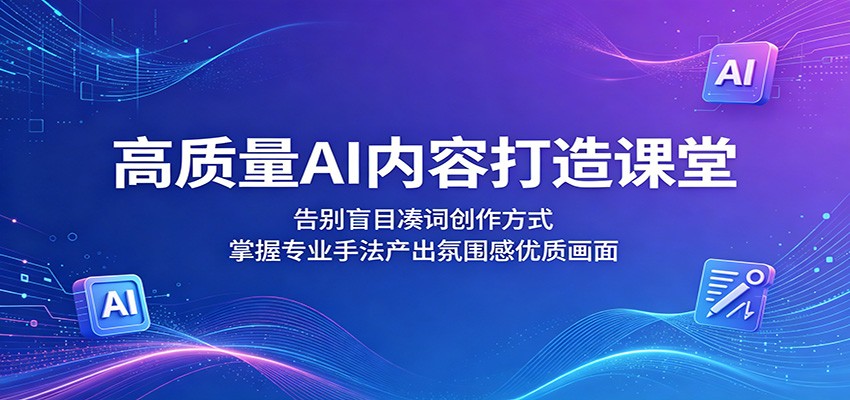 高质量AI内容打造课堂：告别盲目凑词创作方式，掌握专业手法产出氛围感优质画面-项目资源网