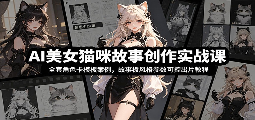 AI美女猫咪故事创作实战课：全套角色卡模板案例，故事板风格参数可控出片教程-项目资源网