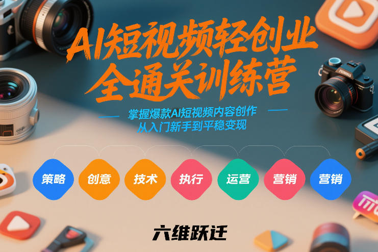 AI短视频轻创业全通关训练营，掌握爆款AI短视频内容创作，从入门新手到平稳变现的六维跃迁-项目资源网