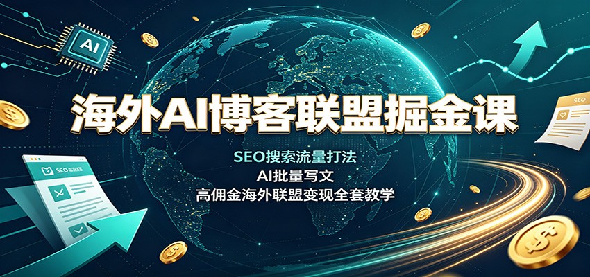 海外AI博客联盟掘金课：SEO搜索流量打法，AI批量写文，高佣金海外联盟变现全套教学-项目资源网