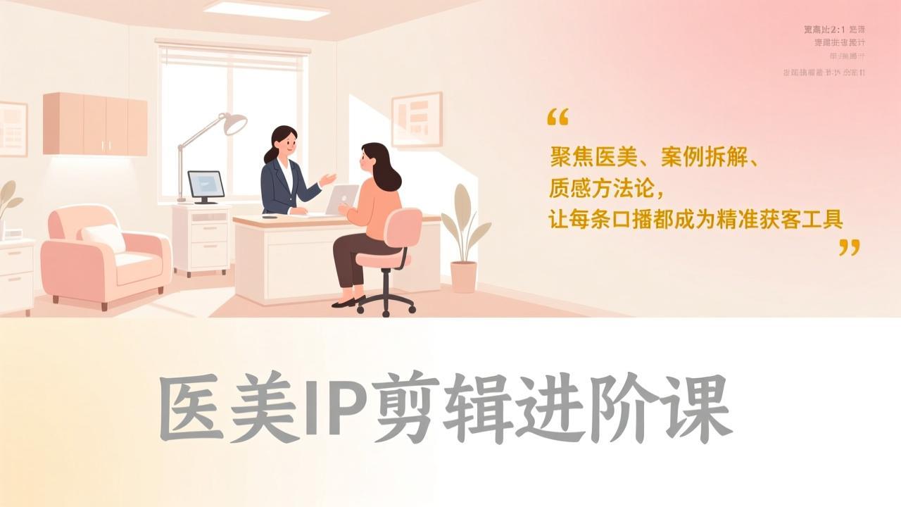 医美IP剪辑进阶课，聚焦医美、案例拆解、质感方法论，让每条口播都成为精准获客工具-项目资源网