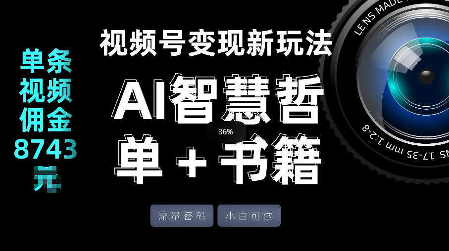 视频号流量密码，变现新玩法-AI智慧哲单＋书单，单条视频佣金8743米-项目资源网