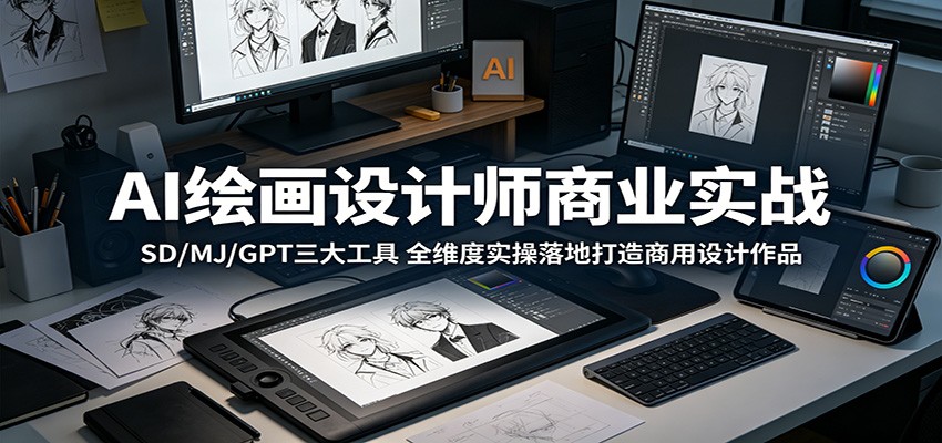 AI绘画设计师商业实战:SD/MJ/GPT三大工具,全维度实操落地打造商用设计作品-项目资源网
